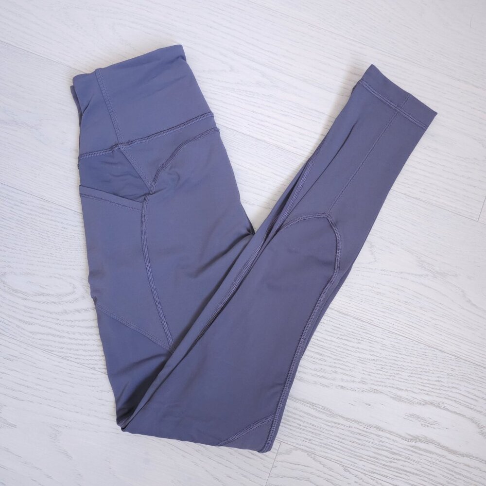 Lululemon Grey Leggings Size 4 High Rise 28" Inseam Side Pockets Athletic Yoga - Picture 3 of 15